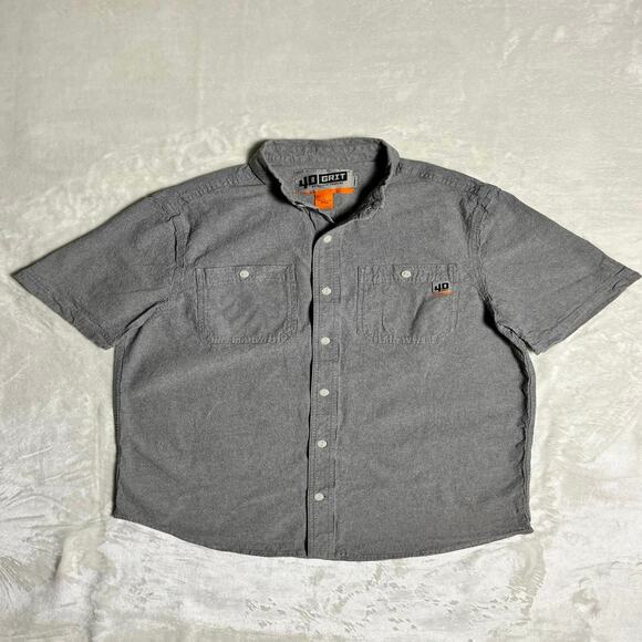 Duluth Trading 40 Grit Workwear Shirt Men's L Short Sleeve Button Up Textured - Picture 1 of 8